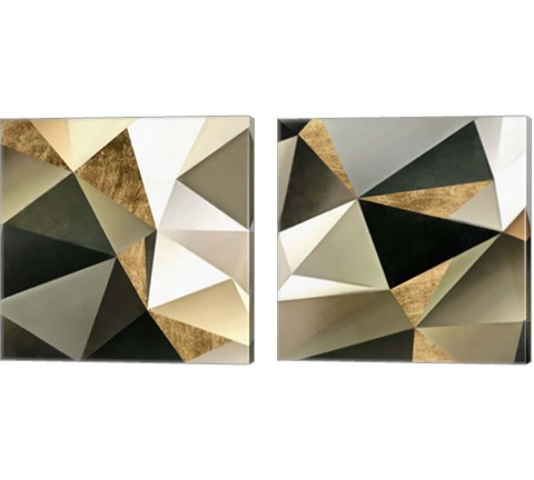 Gold Polygon Wall 2 Piece Canvas Print Set by Alonzo Saunders