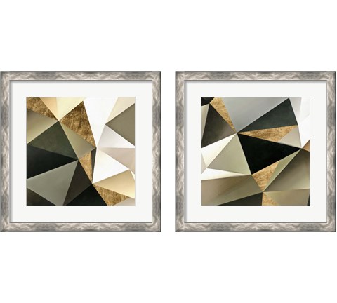 Gold Polygon Wall 2 Piece Framed Art Print Set by Alonzo Saunders