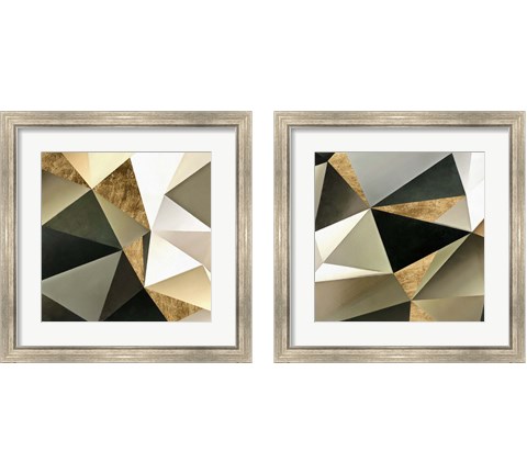 Gold Polygon Wall 2 Piece Framed Art Print Set by Alonzo Saunders