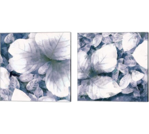 Blue Shaded Leaves 2 Piece Canvas Print Set by Alonzo Saunders