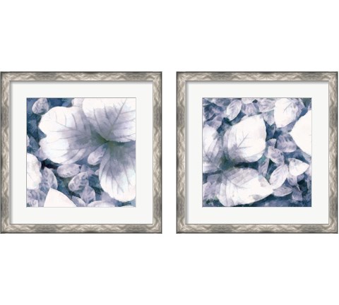 Blue Shaded Leaves 2 Piece Framed Art Print Set by Alonzo Saunders