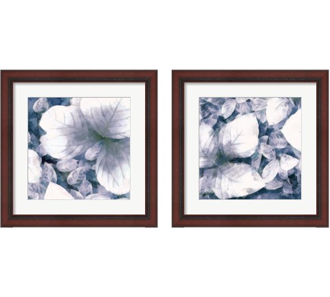 Blue Shaded Leaves 2 Piece Framed Art Print Set by Alonzo Saunders