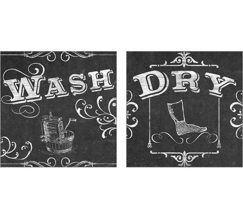 Vintage Laundry Signs 2 Piece Art Print Set by June Erica Vess