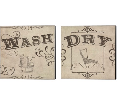 Vintage Laundry Signs 2 Piece Canvas Print Set by June Erica Vess