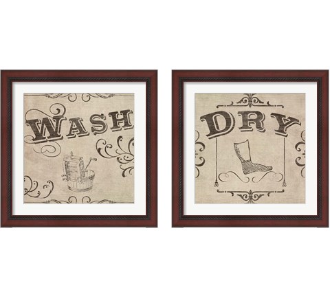 Vintage Laundry Signs 2 Piece Framed Art Print Set by June Erica Vess