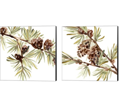 Simple Pine Cone 2 Piece Canvas Print Set by June Erica Vess