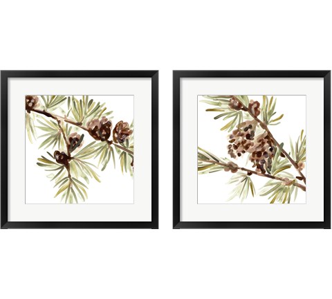 Simple Pine Cone 2 Piece Framed Art Print Set by June Erica Vess