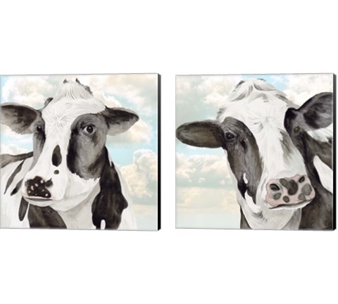 Portrait of a Cow 2 Piece Canvas Print Set by Melissa Wang