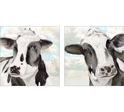 Portrait of a Cow 2 Piece Art Print Set by Melissa Wang