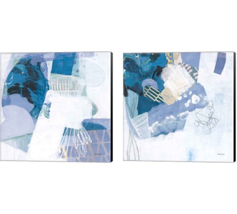 Abstract Layers Blue 2 Piece Canvas Print Set by Kathy Ferguson