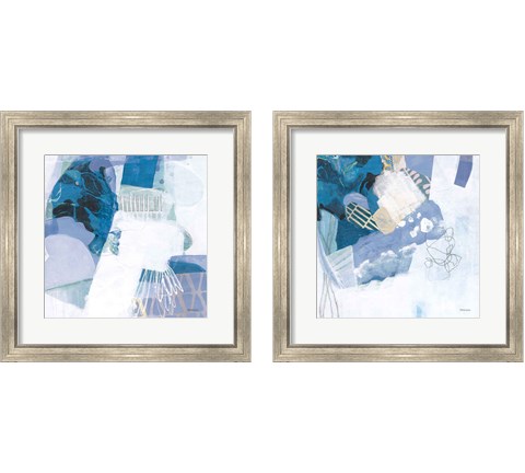 Abstract Layers Blue 2 Piece Framed Art Print Set by Kathy Ferguson
