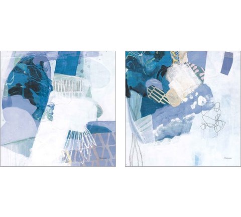 Abstract Layers Blue 2 Piece Art Print Set by Kathy Ferguson