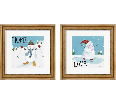 Snowman Snowday 2 Piece Framed Art Print Set by Farida Zaman
