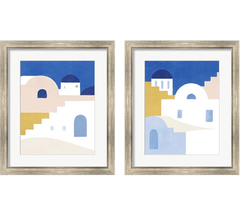 Simple Santorini 2 Piece Framed Art Print Set by Victoria Barnes