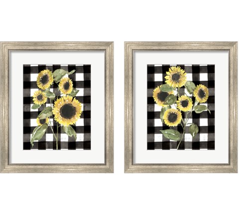 Buffalo Check Sunflower 2 Piece Framed Art Print Set by Jennifer Goldberger