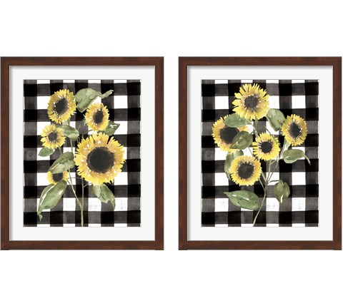 Buffalo Check Sunflower 2 Piece Framed Art Print Set by Jennifer Goldberger