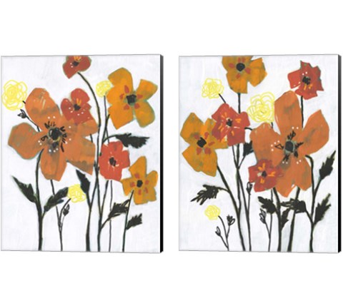 Hot Flowers 2 Piece Canvas Print Set by Jennifer Goldberger