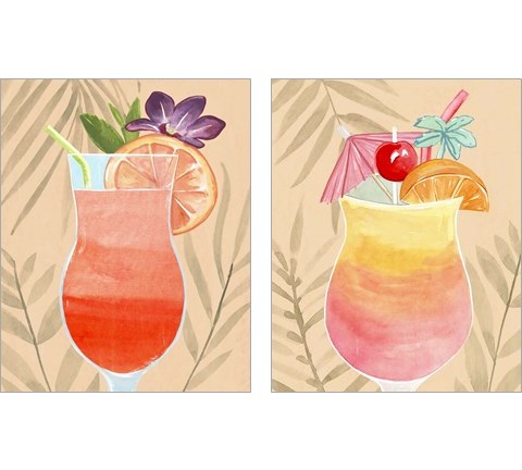 Tropical Cocktail 2 Piece Art Print Set by Annie Warren