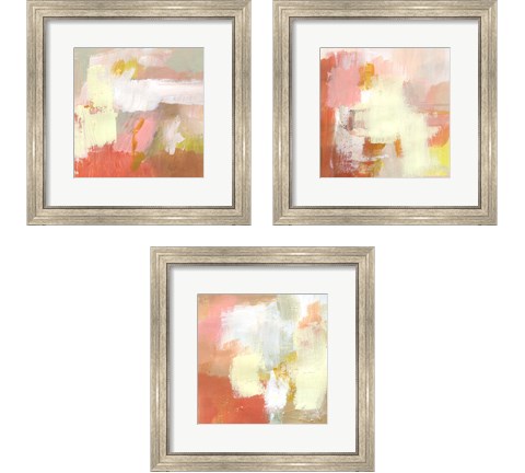 Yellow and Blush 3 Piece Framed Art Print Set by Victoria Barnes