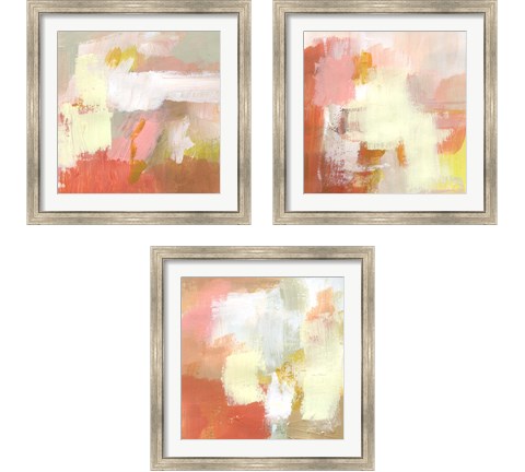 Yellow and Blush 3 Piece Framed Art Print Set by Victoria Barnes