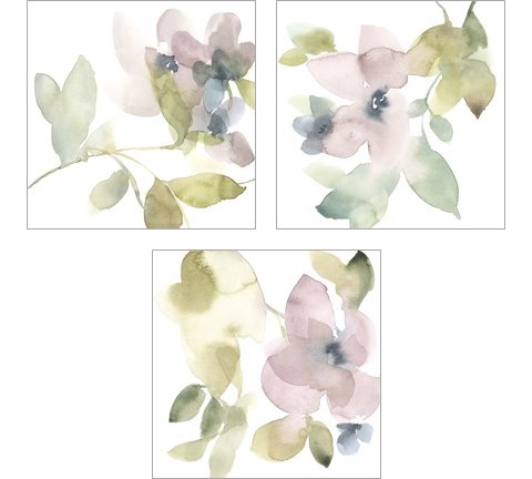 Sweet Petals and Leaves 3 Piece Art Print Set by Jennifer Goldberger