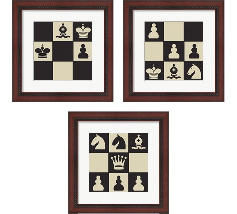 Chess Puzzle 3 Piece Framed Art Print Set by Jacob Green