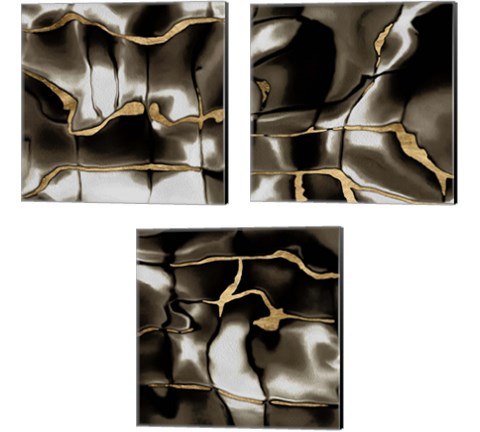 Golden Shimmer  3 Piece Canvas Print Set by Alonzo Saunders