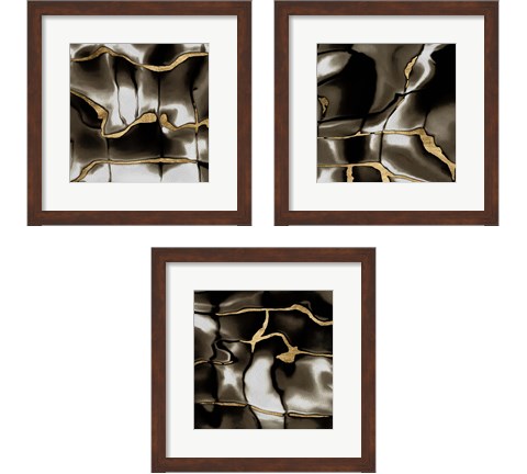 Golden Shimmer  3 Piece Framed Art Print Set by Alonzo Saunders