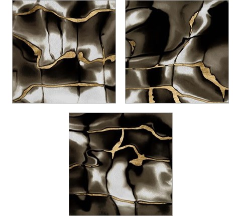 Golden Shimmer  3 Piece Art Print Set by Alonzo Saunders