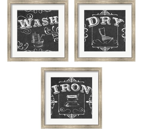 Vintage Laundry Signs 3 Piece Framed Art Print Set by June Erica Vess