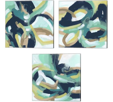Mint Synergy 3 Piece Canvas Print Set by June Erica Vess