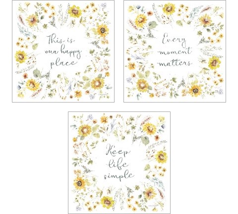 Sunflowers Forever 3 Piece Art Print Set by Lisa Audit