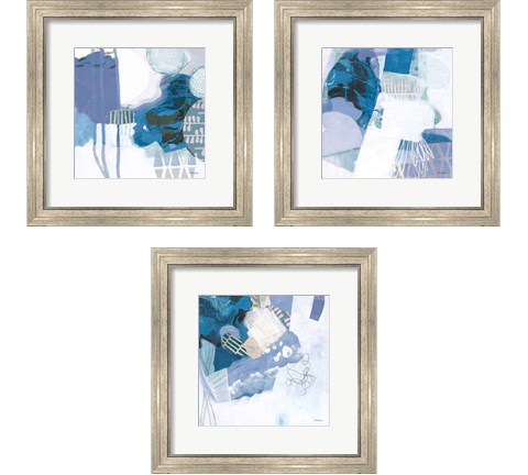 Abstract Layers Blue 3 Piece Framed Art Print Set by Kathy Ferguson