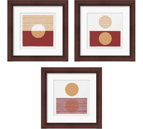 Reflection Red Yellow 3 Piece Framed Art Print Set by Moira Hershey