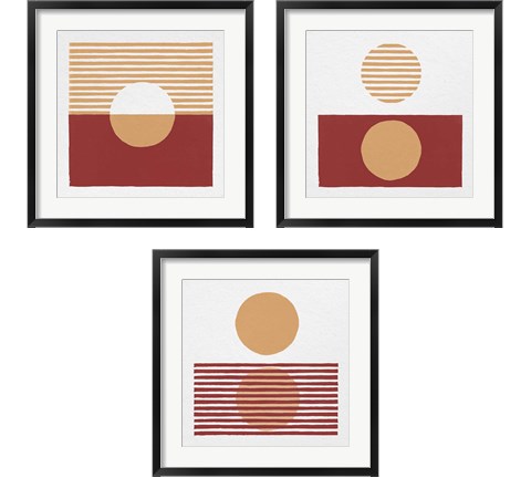 Reflection Red Yellow 3 Piece Framed Art Print Set by Moira Hershey