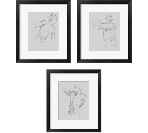 Male Torso Sketch 3 Piece Framed Art Print Set by Jacob Green