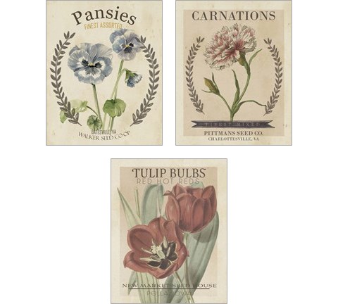 Vintage Seed Packets 3 Piece Art Print Set by Studio W