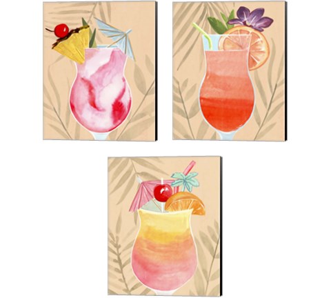 Tropical Cocktail 3 Piece Canvas Print Set by Annie Warren