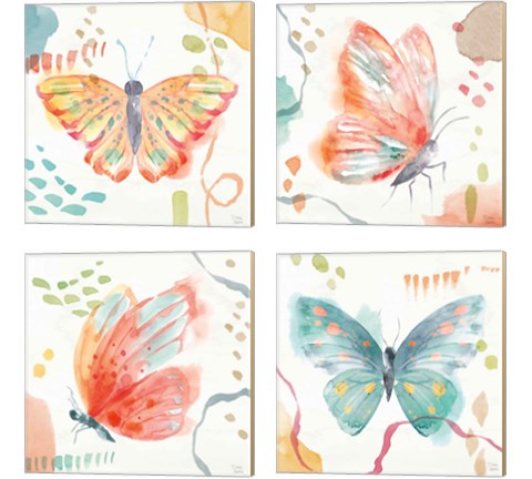 Winged Whisper  4 Piece Canvas Print Set by Dina June