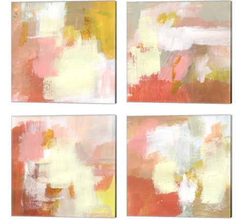 Yellow and Blush 4 Piece Canvas Print Set by Victoria Barnes