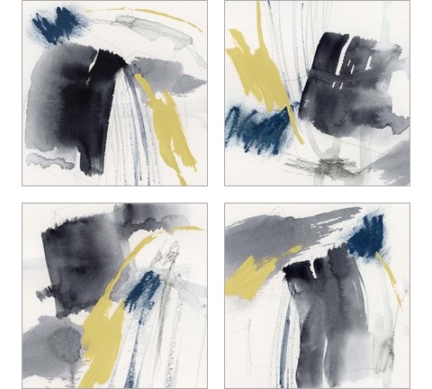 Lemon and Indigo 4 Piece Art Print Set by Victoria Barnes