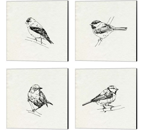 Bird Feeder Friends 4 Piece Canvas Print Set by Emma Caroline
