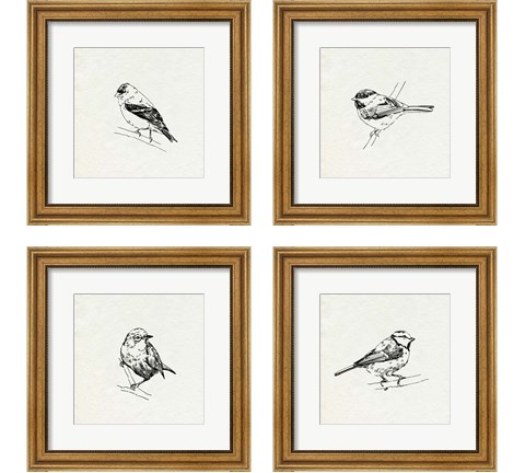 Bird Feeder Friends 4 Piece Framed Art Print Set by Emma Caroline
