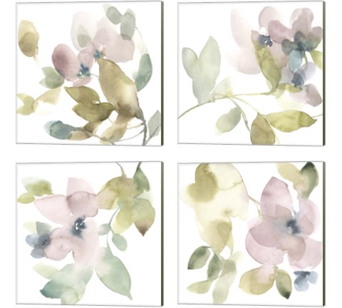 Sweet Petals and Leaves 4 Piece Canvas Print Set by Jennifer Goldberger