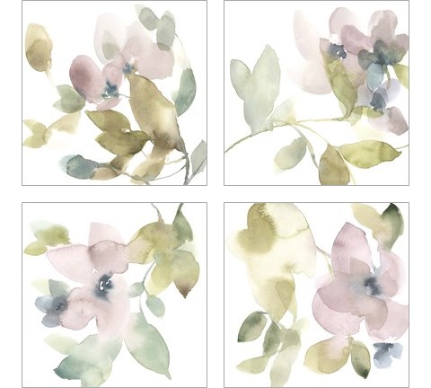 Sweet Petals and Leaves 4 Piece Art Print Set by Jennifer Goldberger