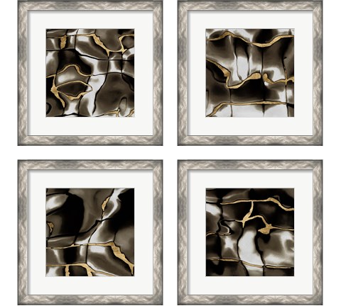 Golden Shimmer  4 Piece Framed Art Print Set by Alonzo Saunders