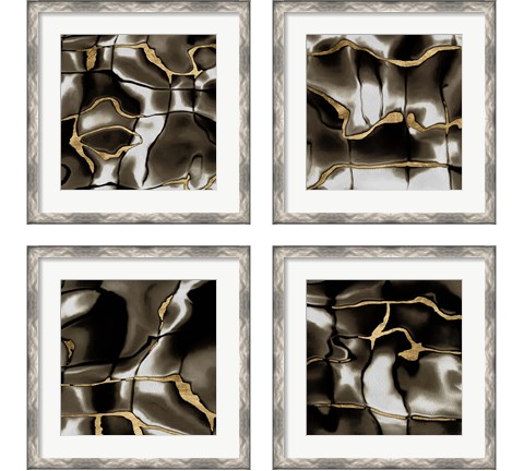 Golden Shimmer  4 Piece Framed Art Print Set by Alonzo Saunders