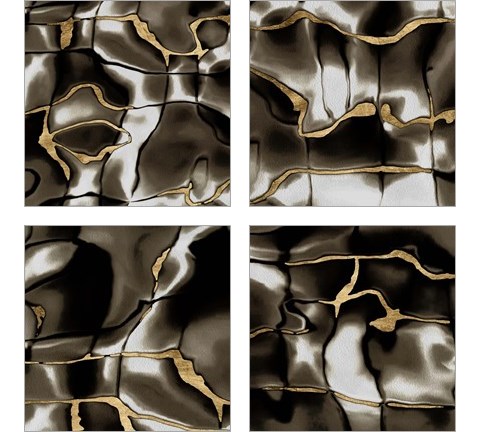 Golden Shimmer  4 Piece Art Print Set by Alonzo Saunders
