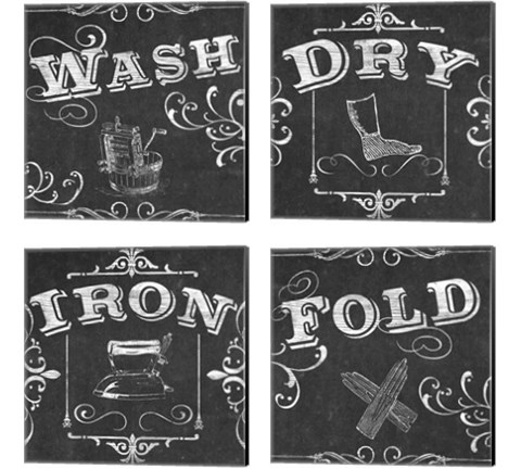 Vintage Laundry Signs 4 Piece Canvas Print Set by June Erica Vess