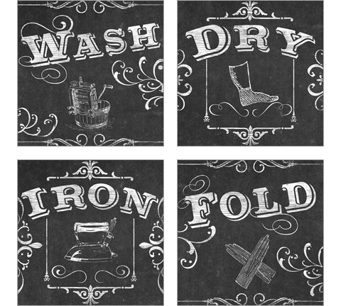 Vintage Laundry Signs 4 Piece Art Print Set by June Erica Vess